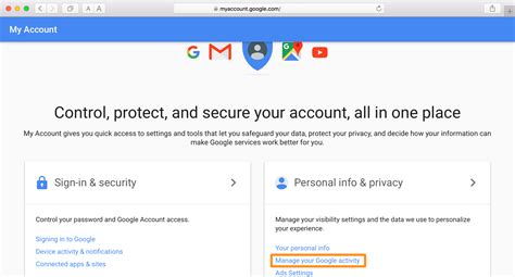 manage my google account activity.